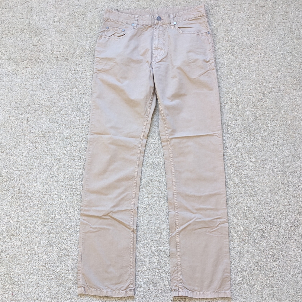 Faconnable Khaki Pants Mens 32R Beige Tan Chinos Office Work Preppy Smart Casual